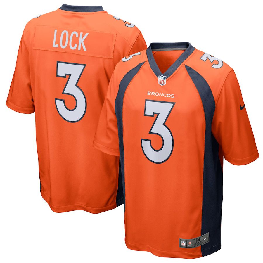 Men Denver Broncos 3 Drew Lock Nike Orange Game Player NFL Jersey